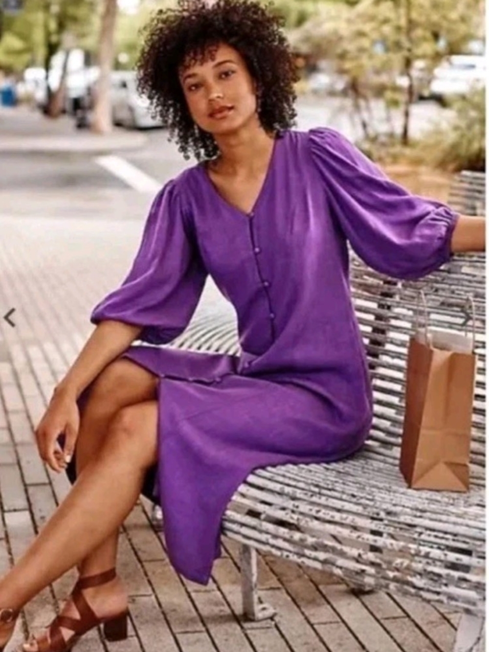 NEW J.Jill Purple Linen Blend Button Front Dress